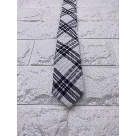 Skinny Tie Madness‎ - Men’s Plaid Tie Black White SKM2116 - Picture 11 of 11